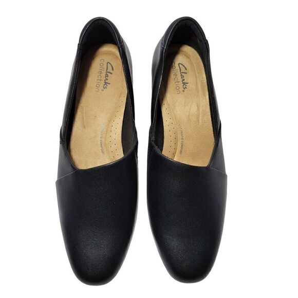 Clarks Collection Loafer Shoes Womens 8.5 W Black Leather Juliet Palm Slip On - Picture 11 of 14